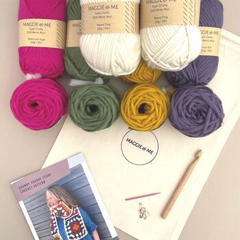 Granny Square Scarf 100% Merino Crochet Kit, 5 of 6