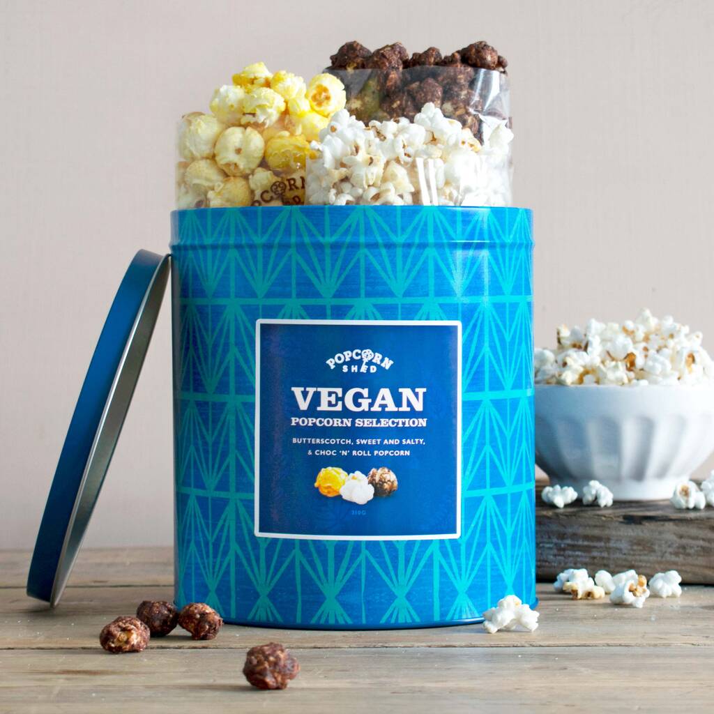 Vegan Gourmet Popcorn Selection Gift Tin, 1 of 7