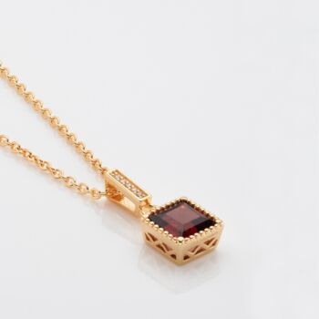Garnet 18k Gold Plated Square Necklace, 2 of 4