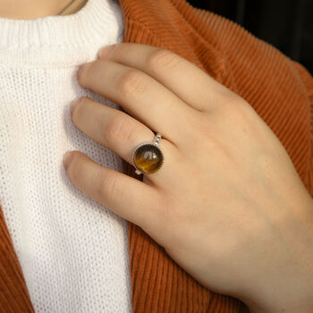 Sterling Silver Tiger's Eye Chunky Ring, 2 of 5