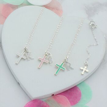 Personalised Enamel Cross Necklace, 3 of 4