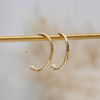 Gold Plated Sterling Silver Oval Pull Thru Earrings, 2 of 6