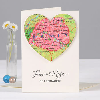 Personalised Map Location Heart Wedding Engagement Card, 4 of 12