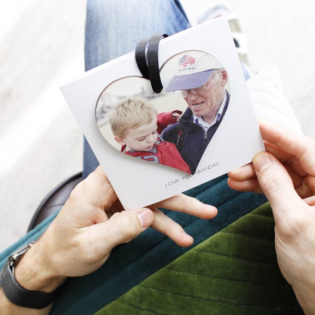 Grandad Photo Removable Heart And Personalised Card, 1 of 6