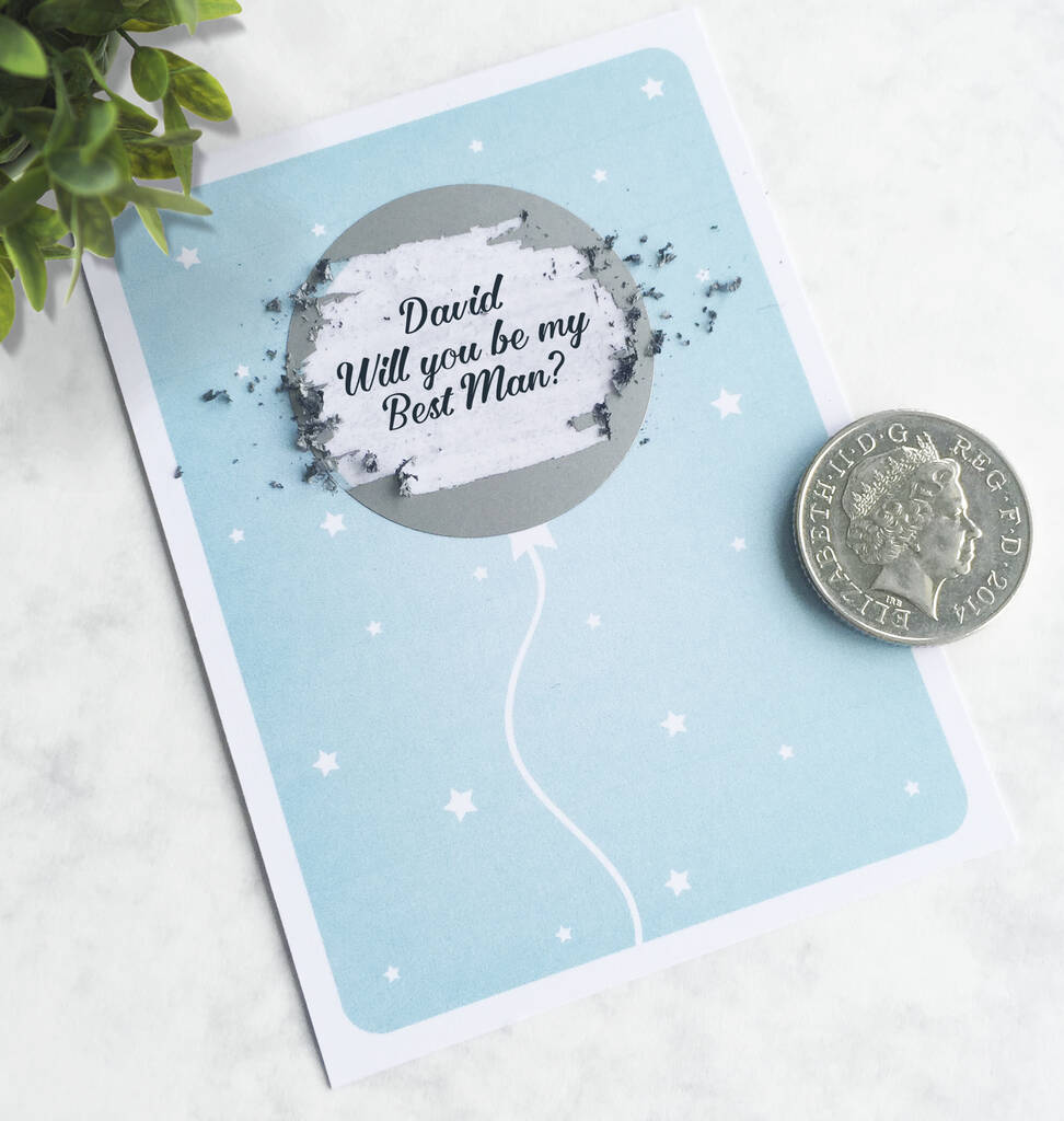 Personalised Be My Best Man? Balloon Scratchcard