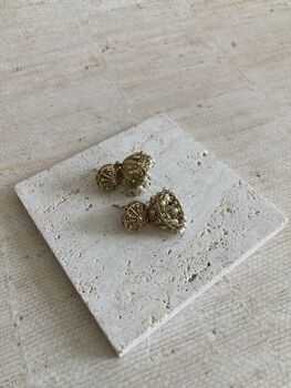 Antique Gold Small Jhumki Earrings, 4 of 4