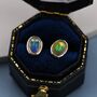 Genuine Ethiopian Opal Stone Oval Stud Earrings, thumbnail 1 of 12