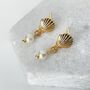 Gold Plated Shell And Pearl Stud Earrings, thumbnail 5 of 5