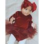 Red Velvet Baby Girls Leotard Tutu Dress, thumbnail 2 of 6