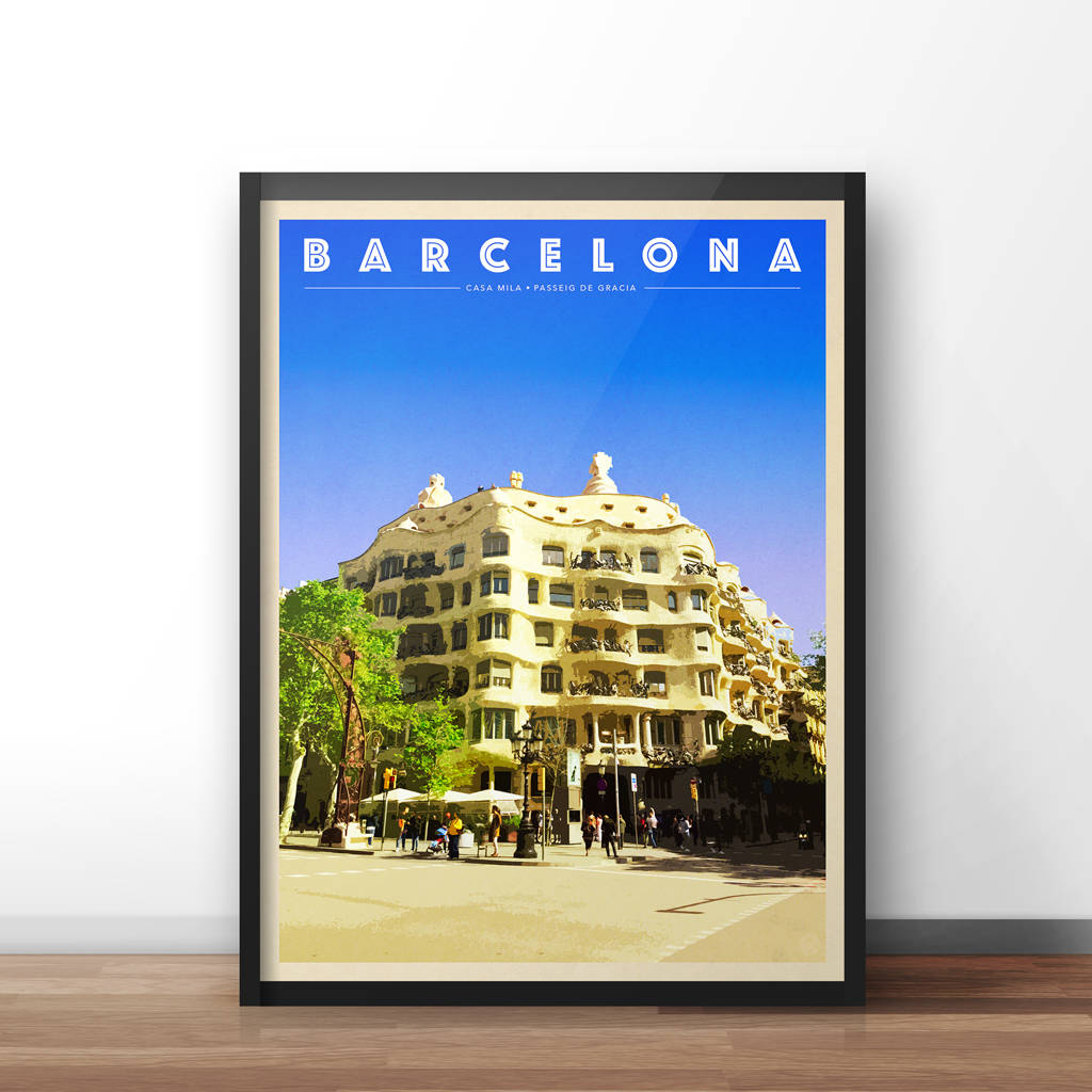 casa mila barcelona vintage style travel print by places & spaces art ...