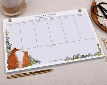 Botanic Fox Personalised Weekly Planner Desk Pad, 3 of 4
