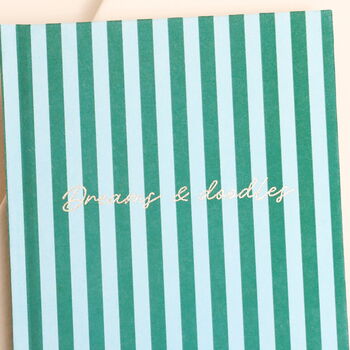 Green Stripe Dreams And Doodles Notebook, 2 of 4