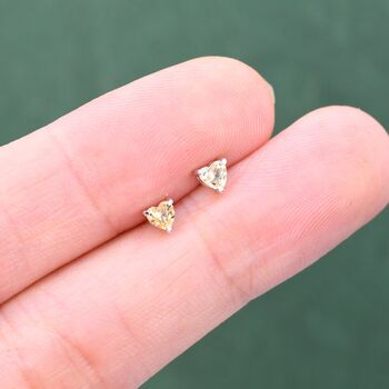 Genuine Citrine Crystal Heart Stud Earrings, 6 of 12