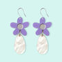 Daisy Flower Drop Earrings In Lilac, thumbnail 1 of 4