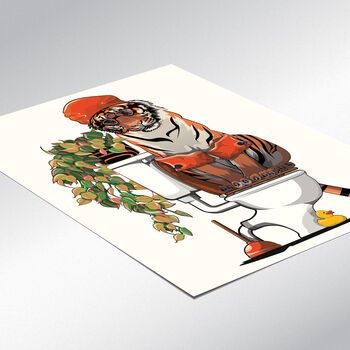 Tiger Using The Toilet, Funny Bathroom Home Decor, 3 of 6