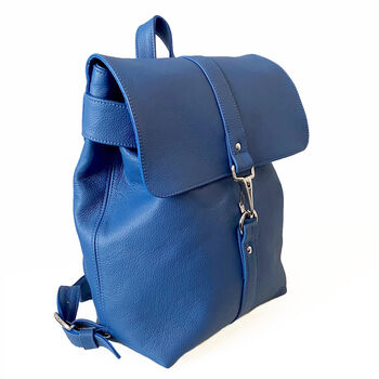 Royal Blue Leather Backpack, 2 of 6