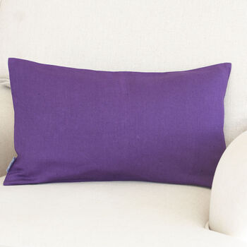 Aubergine Linen Lumbar Cushion Cover, 2 of 3