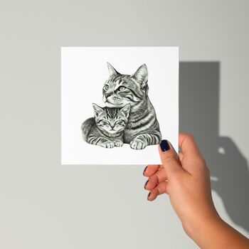 Mum And Kitten Love – Hand Drawn Card, 3 of 6