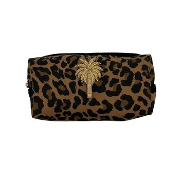 Leopard Print Make Up Bag With Gold Palm Brooch, 2 of 5