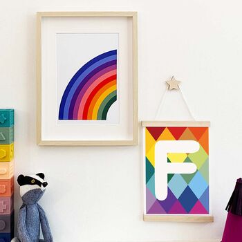 Personalised Rainbow Harlequin Initial Children's Print, 2 of 3