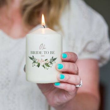 Personalised Bride To Be Floral Candle – Ivory Or White, 2 of 5