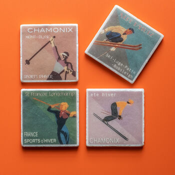 Ski Posters Set Of Four Coasters, 2 of 3