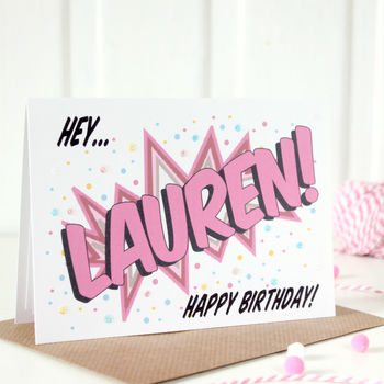 Personalised Happy Birthday Card, Pop Art Style, 7 of 8