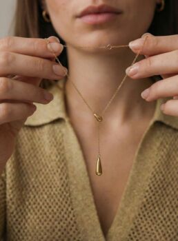 18k Gold Plated Adjustable Lariat Drop Necklace, 2 of 4