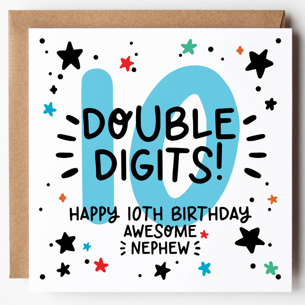 Double Digits Nephew 10th Birthday Card, 1 of 3