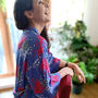 Snow Desert Pea Floral Kimono Dressing Gown, thumbnail 3 of 3