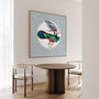 Black Tailed Trogon Moon Art Print – Vintage Japandi Style – Range Of Colours, thumbnail 3 of 6