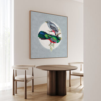 Black Tailed Trogon Moon Art Print – Vintage Japandi Style – Range Of Colours, 3 of 6