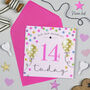 Balloon Brights 14th Birthday Card Pink, thumbnail 1 of 2