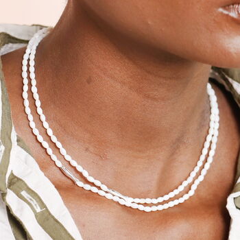 Oval Pearl Beaded Double Layer Fish Necklace, 2 of 7