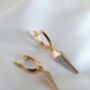 Rose Gold Geometric Cz Pave Spike Drop Earrings Rectangle Hoops, thumbnail 4 of 10