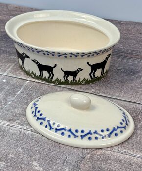 Labrador Patterned Oval Butter Dish, 2 of 3