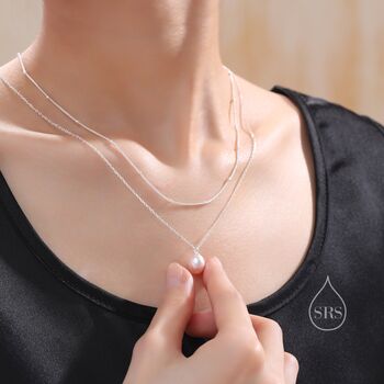 Sterling Silver Freshwater Pearl Double Layer Pendant Necklace, 7 of 12