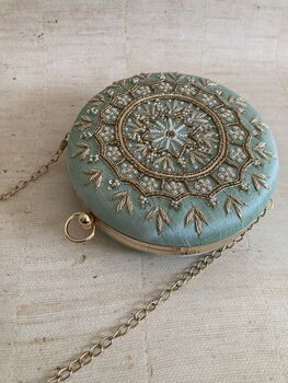 Mint Green Circular Handcrafted Clutch Bag, 5 of 8