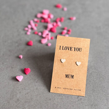 Love You Mum Heart Earrings In Sterling Silver, 2 of 12