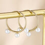 9ct Gold Triple Pearl Hoop Earrings, thumbnail 3 of 5
