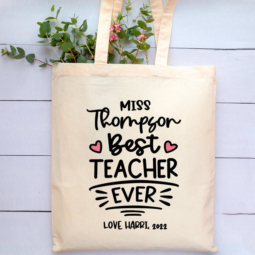 Teacher Tote Bag | Best Teacher Ever | Personalised By Fire and Wolf