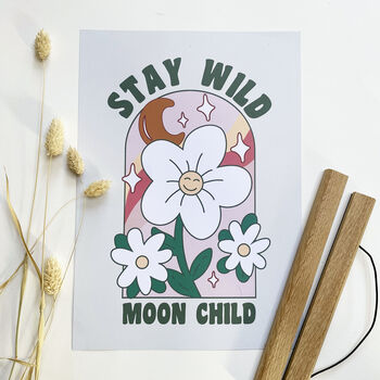 Stay Wild Moon Child Retro Daisy Print, 3 of 3