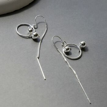 Sterling Silver Orbit Threader Earrings, 5 of 6