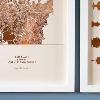 Custom Metallic Map And Sound Wave Prints Set Of Two, 2 of 7
