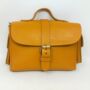 Small Leather Crossbody Satchel Handheld Handbag Canary Yellow With Side Pockets, thumbnail 6 of 9