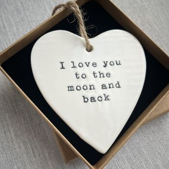 To The Moon And Back Mother's Day Hanging Ceramic Heart, 3 of 3