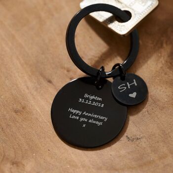 Star Map Memorable Date Black Steel Keyring, 5 of 11