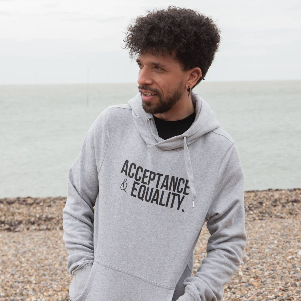 'Acceptance And Equality' Grey Unisex Hoodie, 1 of 3