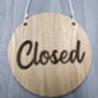 Open Closed Two Side Shop Sign Door Oak Wood Acrylic, thumbnail 2 of 10