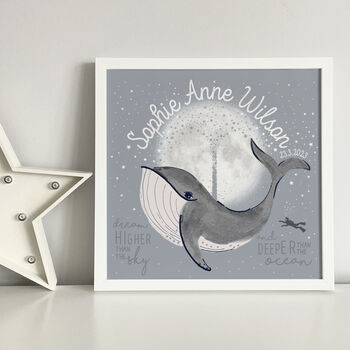 Personalised New Baby Ocean Whale Print, 2 of 3